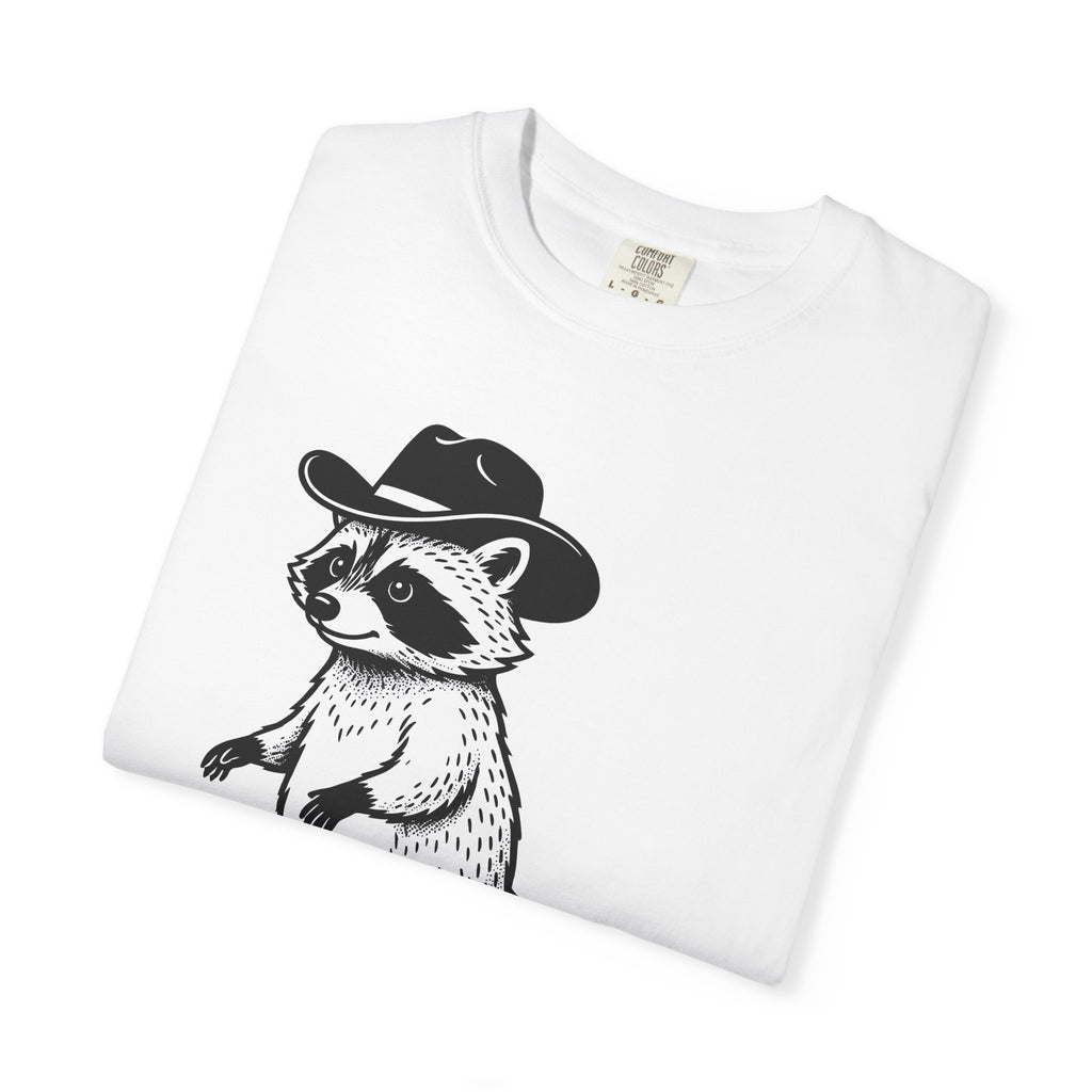 Raccoon Cowboy Shirt Animals Ranch Gift Women Cartoon Tee Trash Panda T-Shirt Wildlife Fan Cartoonish Tshirt Farm Graphic Ink Cowboy Boots