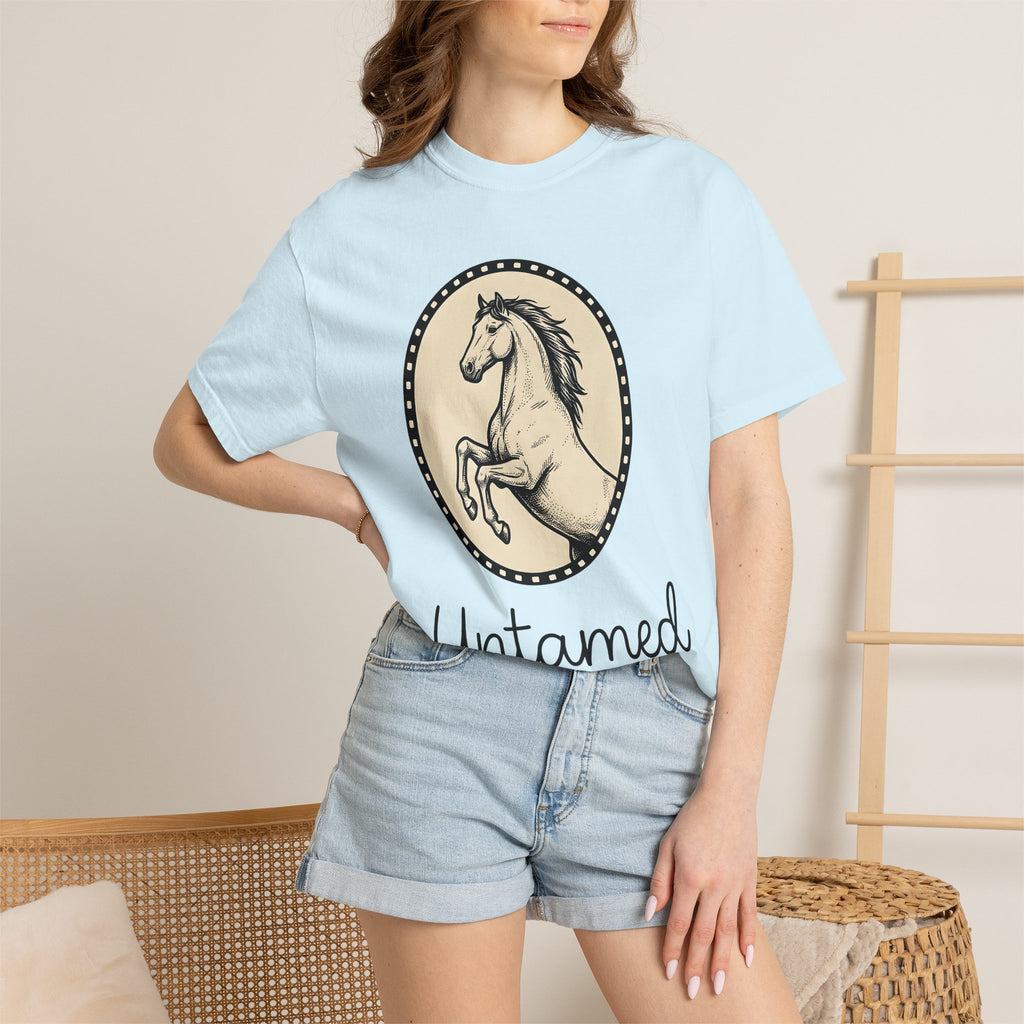 Bucking Horse Shirt Cowgirl Cowboy Gift Women Retro Tee Bronco T-Shirt Rodeo Fan Mustang Graphic Tshirt Sketch Circle Frame Tshirt