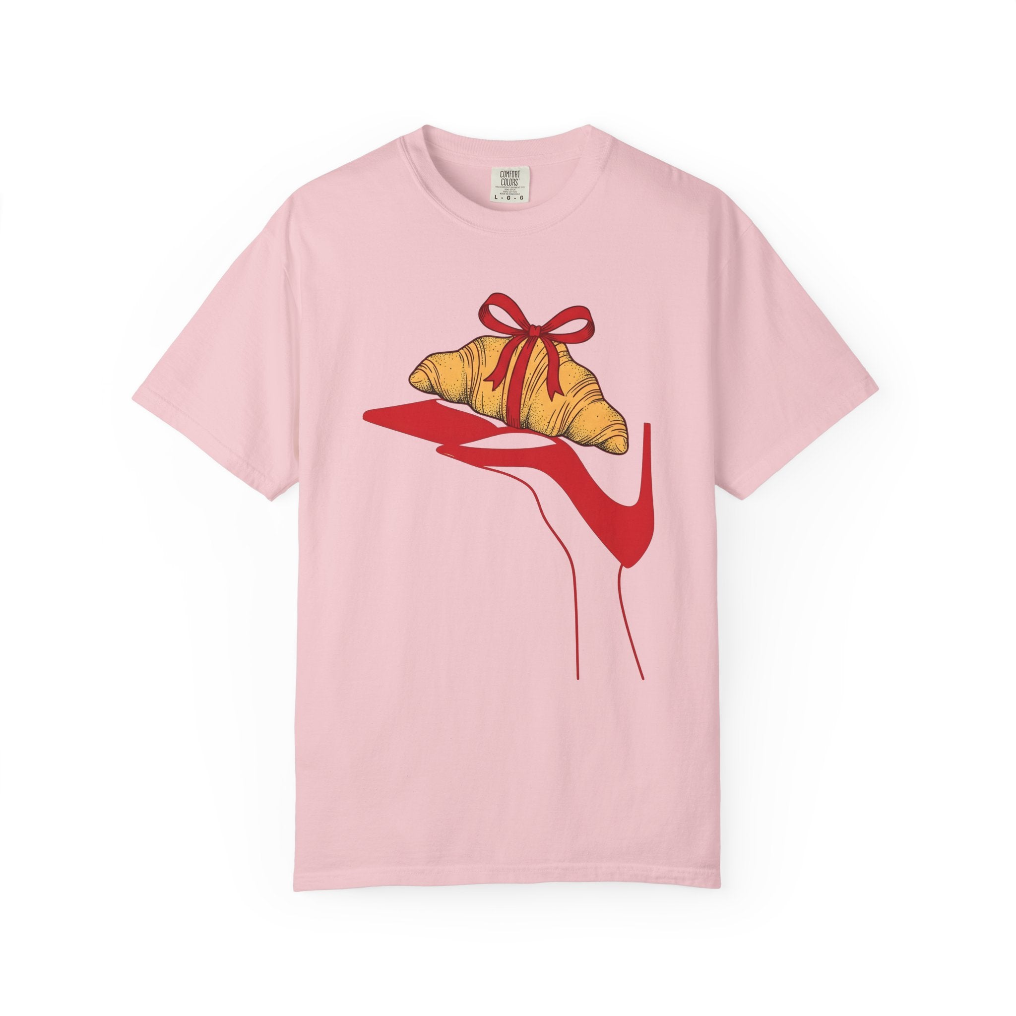 Croissant Gift Shirt Desserts Clothing Gift Women Cartoon Tee Pastry T-Shirt Dessert Fan Comic Tshirt Apparel Graphic Clean High Heel Shoe