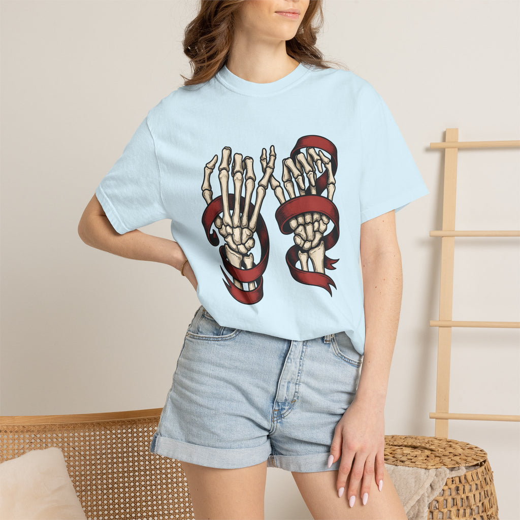 Skeleton Hands Shirt St. Valentine's Day Gothic Gift Women Tattoo Tee Bony Fingers T-Shirt Valentine Fan Traditional Tshirt Dark Graphic