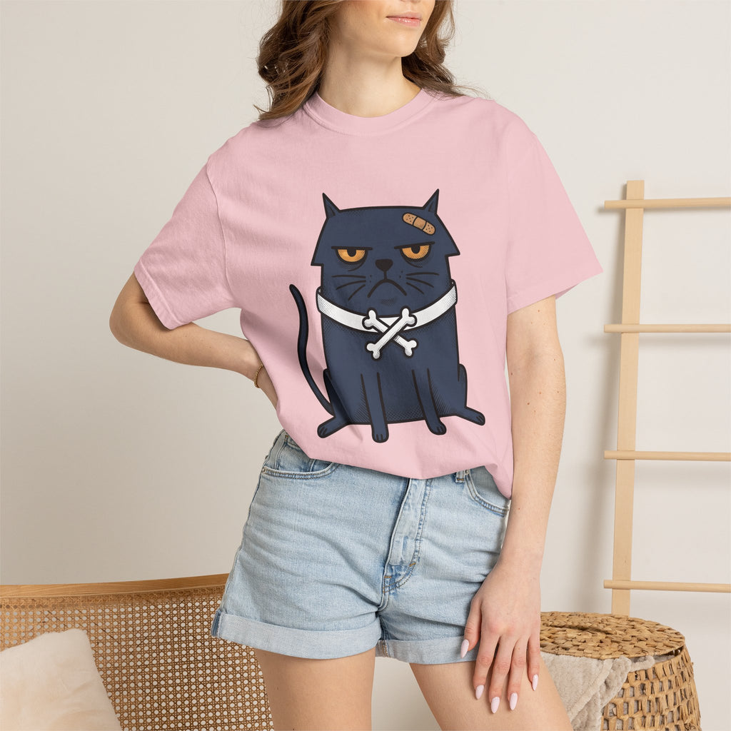 Angry Cat Shirt Cat Joke Gift Women Comic Tee Kitty T-Shirt Feline Fan Cartoon Tshirt Humor Graphic Vintage Plaster Tshirt