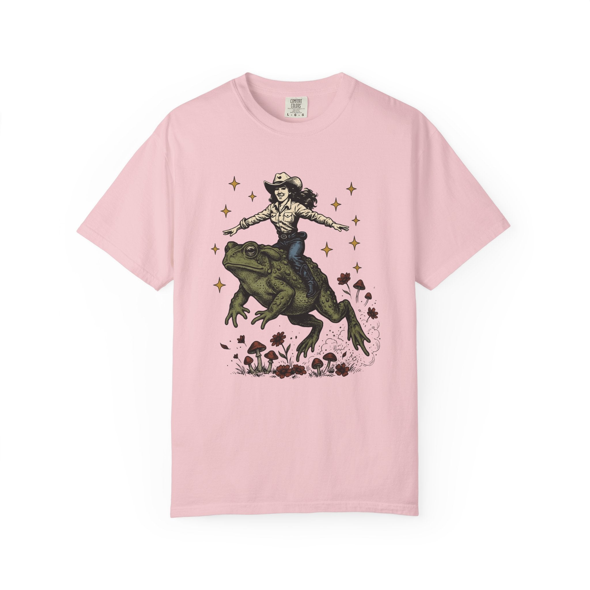 Cowgirl Riding Frog Shirt Cowgirl Western Gift Women Vintage Tee Rodeo T-Shirt Cowboy Fan Retro Tshirt Country Graphic Hand Drawn