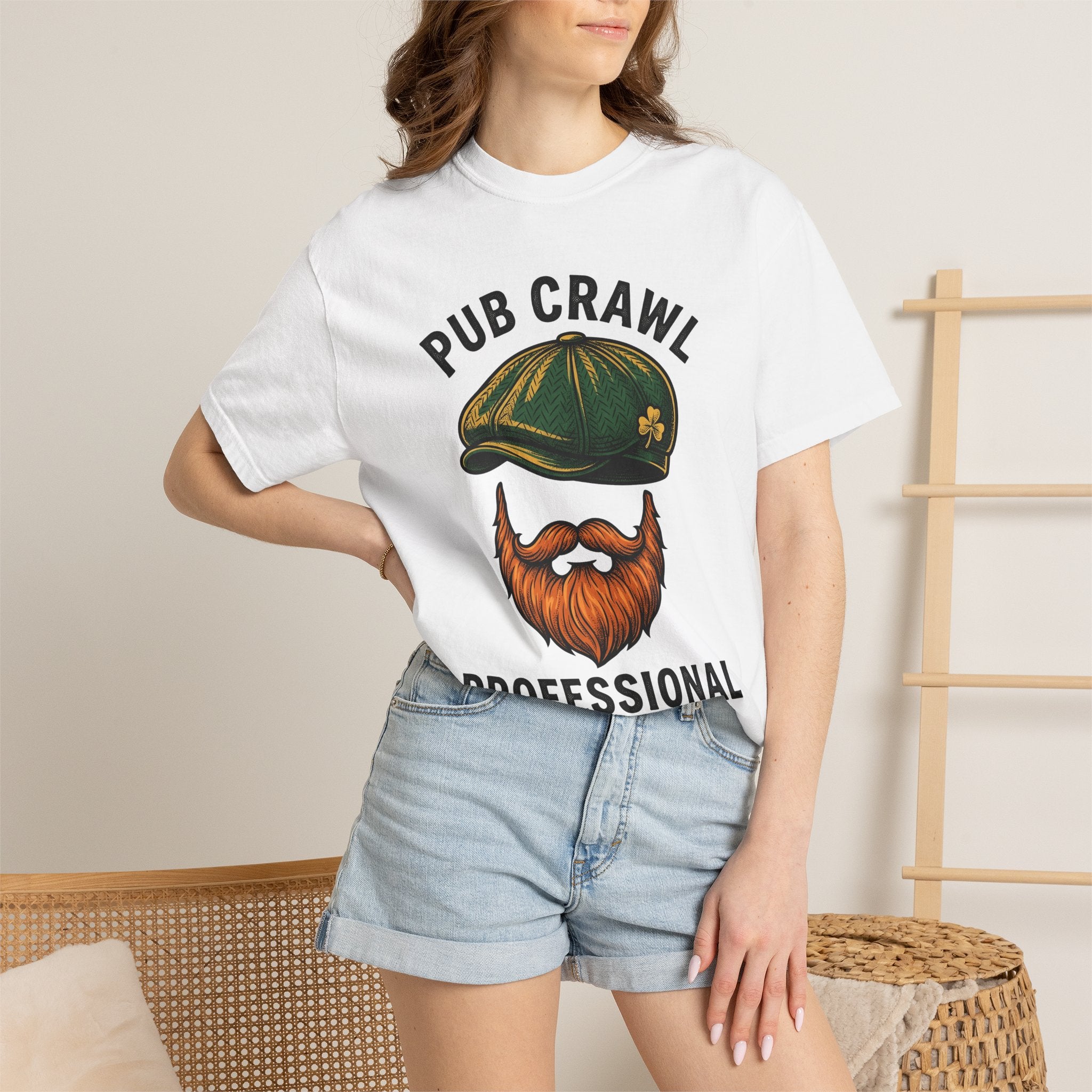 Leprechaun Hat Beard Shirt St Patrick's Day Drinking Gift Women Vintage Tee Top Hat T-Shirt Saint Patrick Fan Distressed Tshirt Boozy