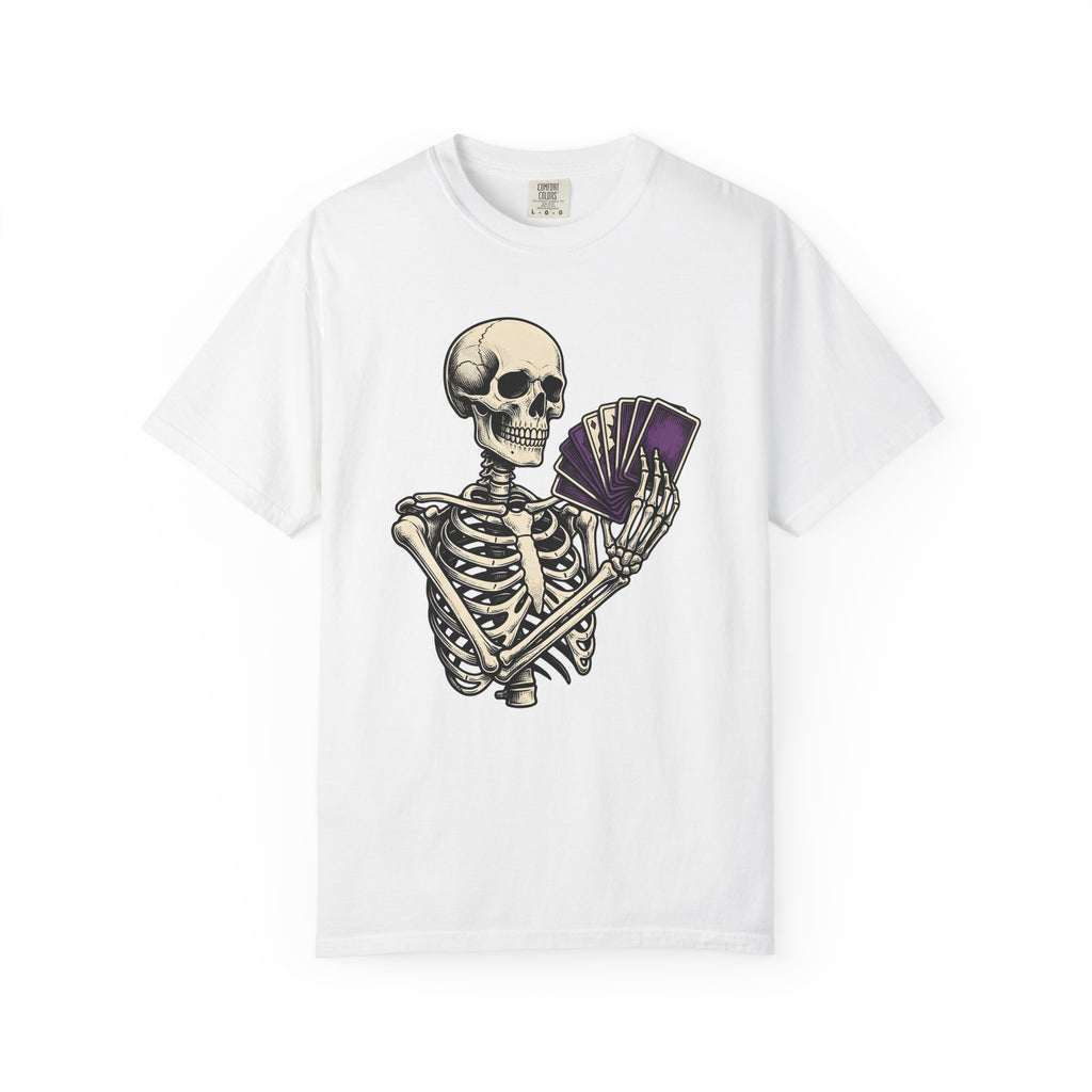 Skeleton Playing Cards Shirt Halloween Gothic Gift Women Vintage Tee Card Shark T-Shirt Horror Fan Retro Tshirt Dark Graphic Hand Drawn