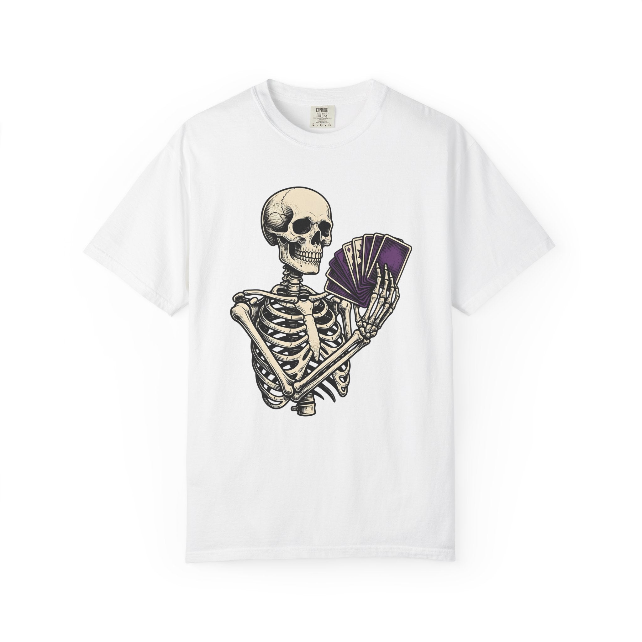Skeleton Playing Cards Shirt Halloween Gothic Gift Women Vintage Tee Card Shark T-Shirt Horror Fan Retro Tshirt Dark Graphic Hand Drawn