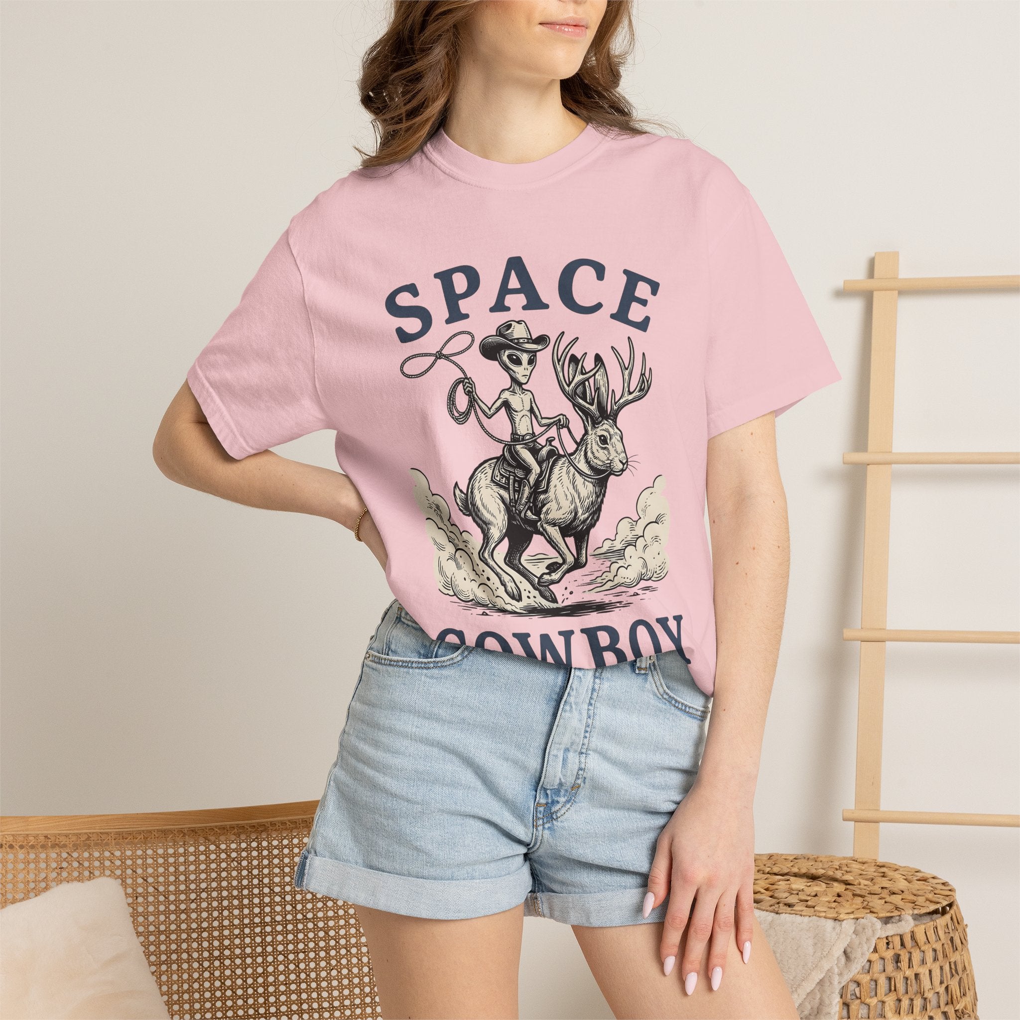Alien Cowboy Shirt Funny Western Gift Women Vintage Tee Space Cowboy T-Shirt Humor Fan Retro Graphic Tshirt Retro Jackalope Tshirt