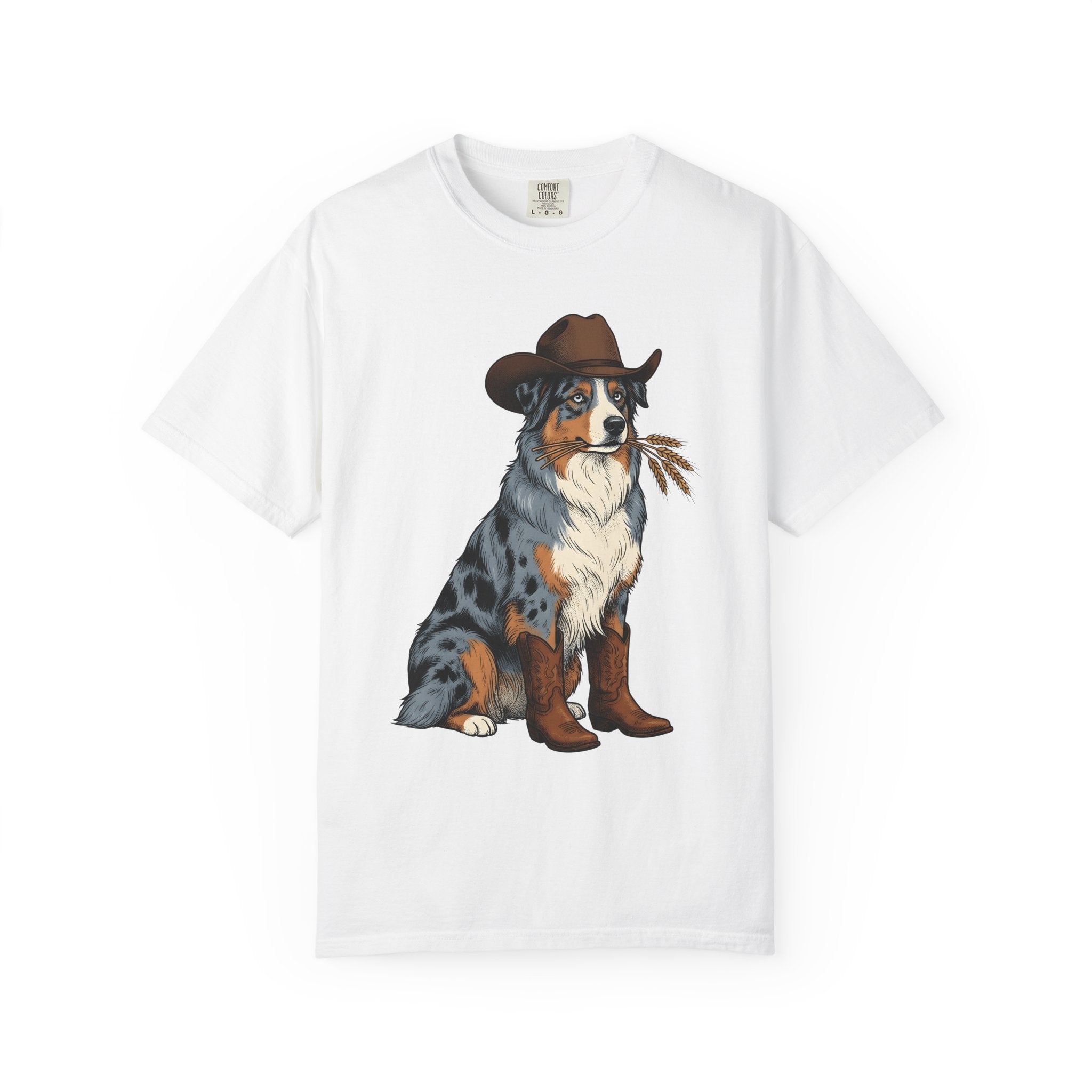 Shepherd Dog Shirt Dog Rodeo Gift Women Old School Tee Sheepdog T-Shirt Dog Fan Vintage Tshirt Rodeo Graphic Line Art Cowgirl Hat Tshirt