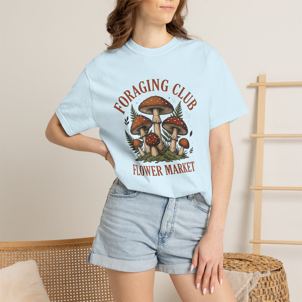 Mushroom Bunch Shirt Foraging Outdoors Gift Women Garden Tee Fungus T-Shirt Forager Fan Botanical Tshirt Outdoor Graphic Hand Drawn Frond