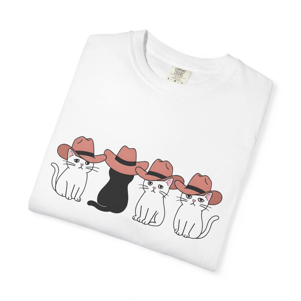 Cowboy Cats Shirt Cat Western Gift Women Cartoon Tee Kitty Cat T-Shirt Feline Fan Cartoony Tshirt Rodeo Graphic Minimalist Hat Tshirt