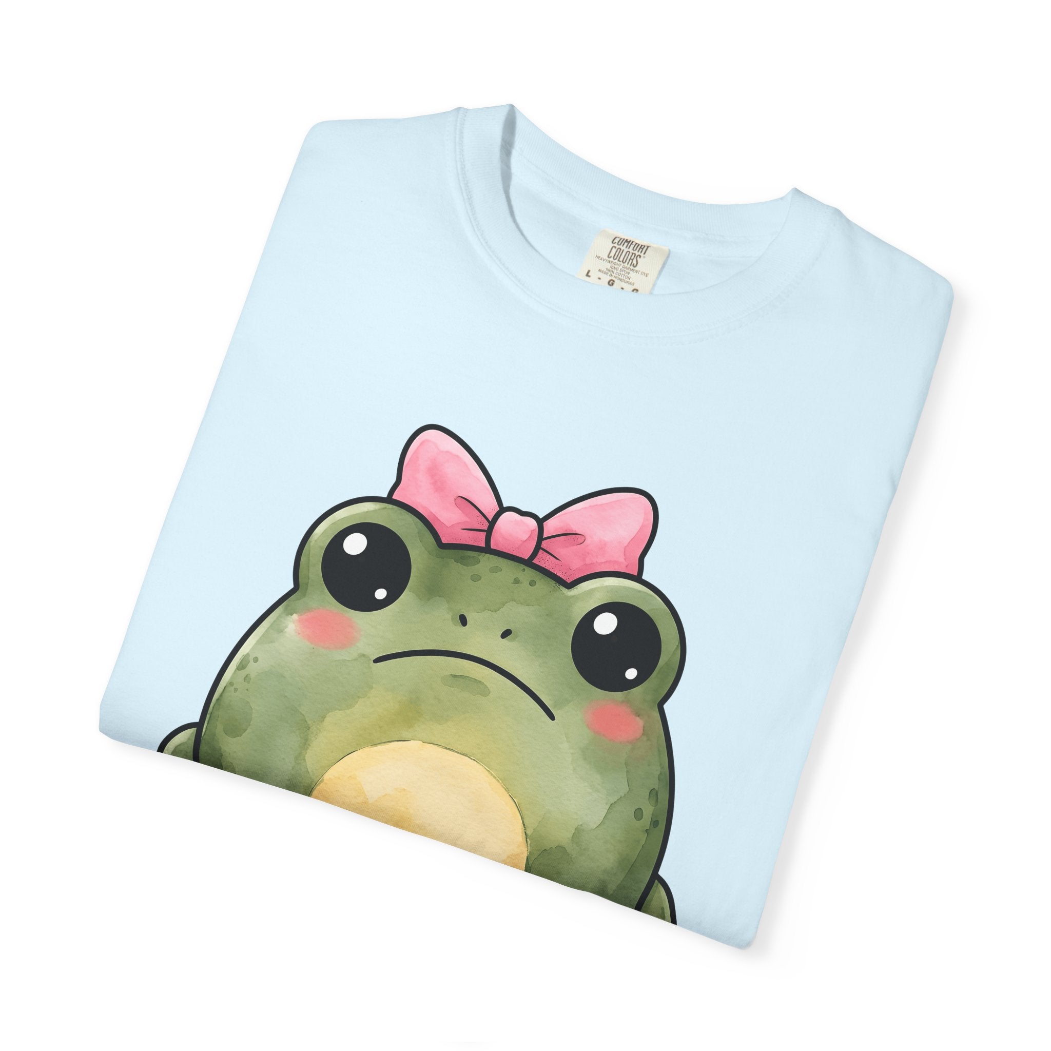 Frog Bow Clip Shirt Animals Rustic Gift Women Playful Tee Toad T-Shirt Wildlife Fan Countryside Graphic Tshirt Pigment Blush Bow Tshirt