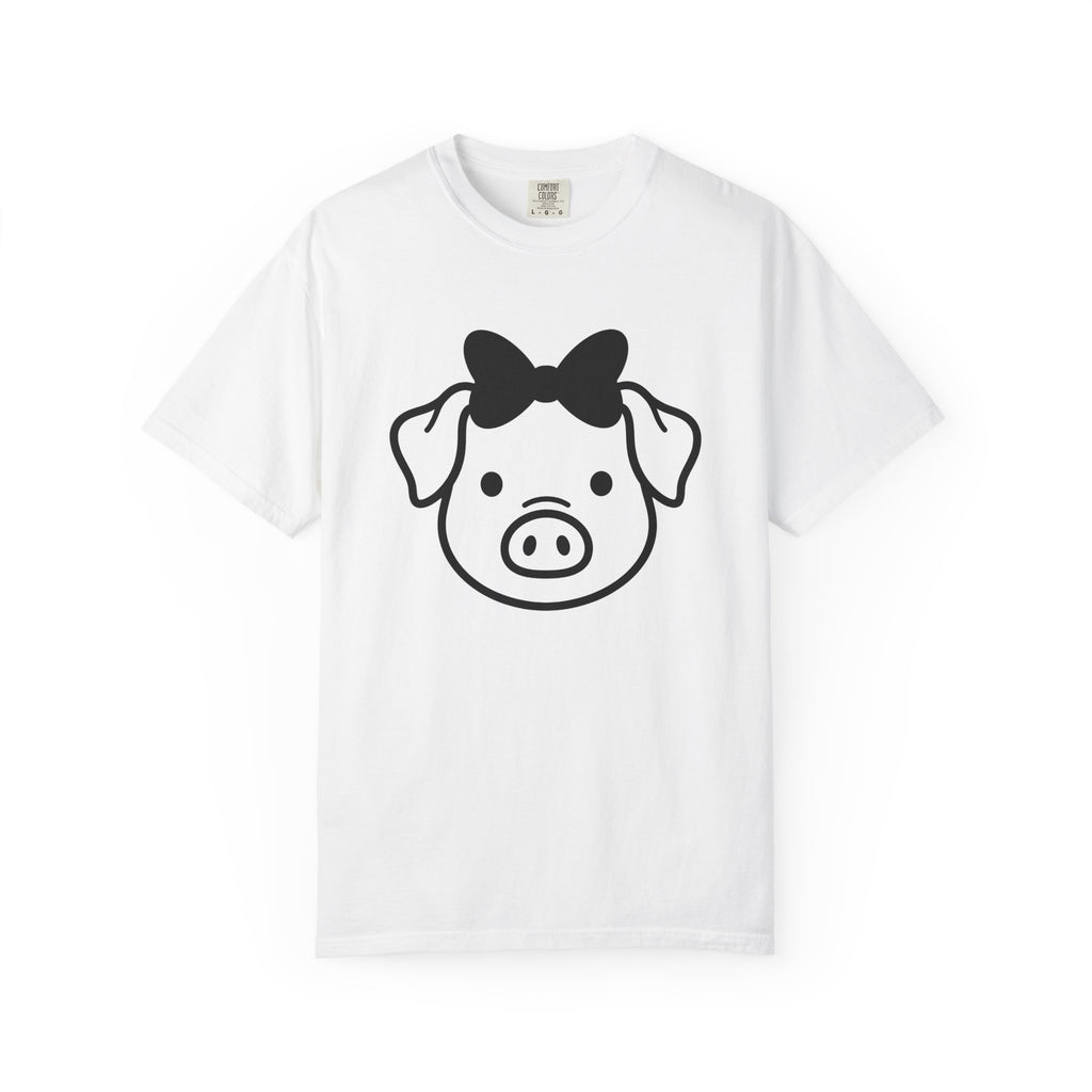 Pig Head Shirt Easter Wildlife Gift Women Cute Tee Swine T-Shirt Easter Fan Hog Tshirt Animal Graphic Simple Ribbon Tshirt