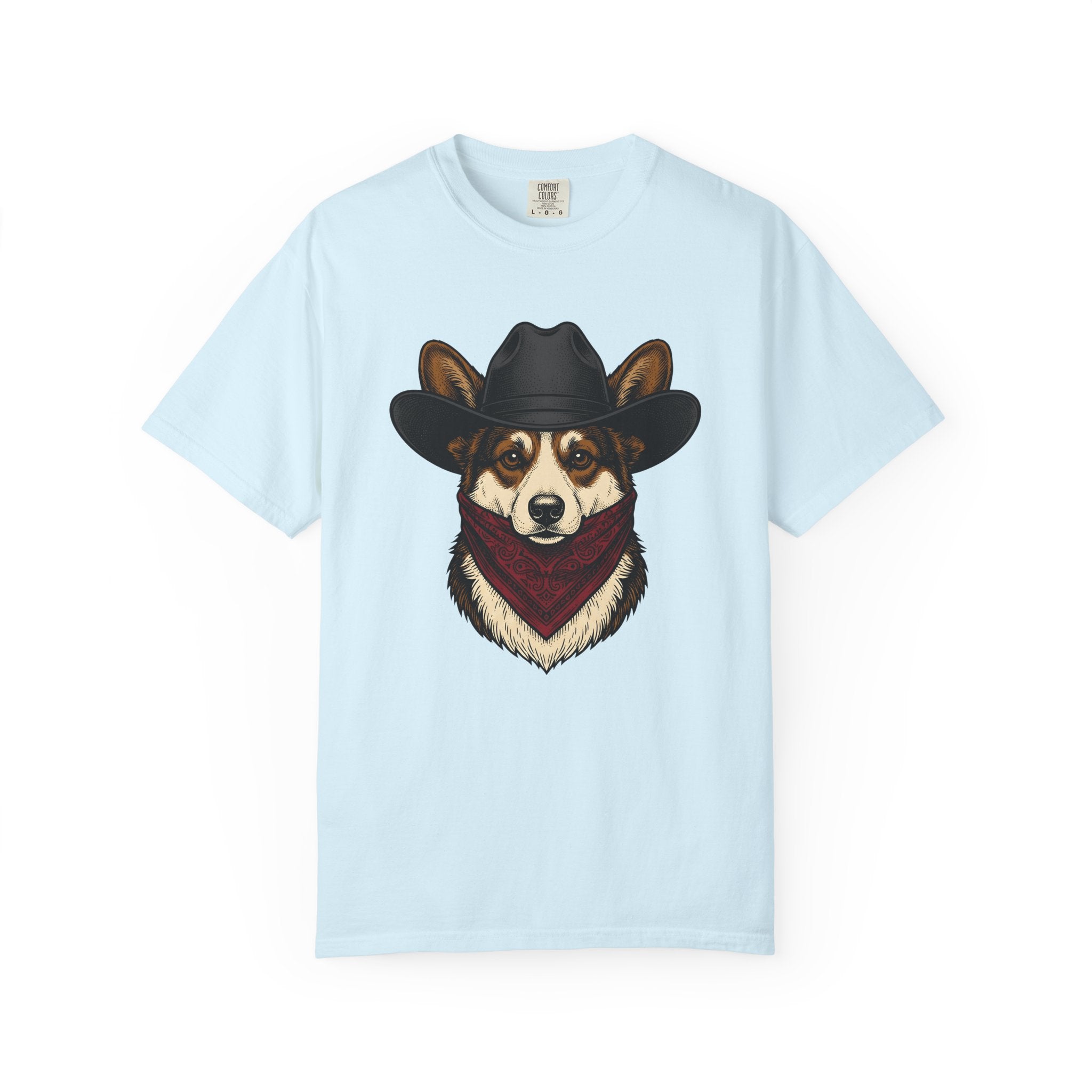 Corgi Cowboy Shirt Dog Western Gift Women Detailed Tee Pembroke Welsh Corgi T-Shirt Dog Fan Realistic Tshirt Rodeo Graphic Vintage Bandana