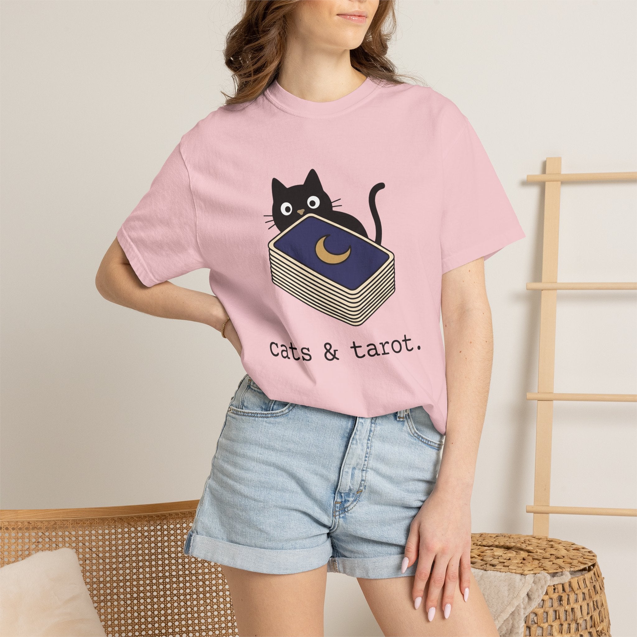 Dark Cat Shirt Cat Occult Gift Women Sweet Tee Black Cat T-Shirt Cat Fan Cat Tshirt Mystic Graphic Clean Oracle Cards Tshirt