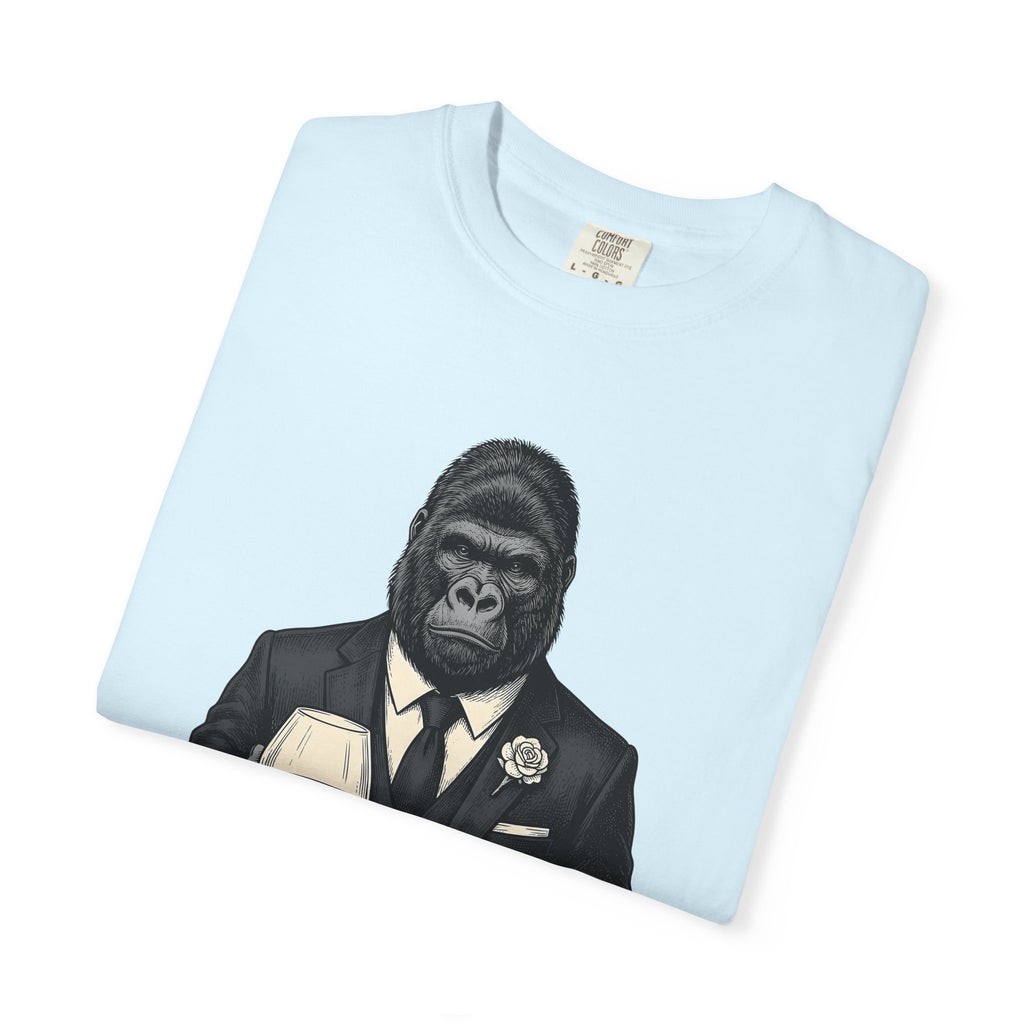 Ape Costume Shirt Drinks Wildlife Gift Women Retro Tee Monkey Costume T-Shirt Cocktail Fan Monkey Tshirt Animal Graphic Sketch Wine Glass