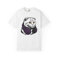 Cat Headphones Shirt Cat Music Gift Women Bold Graphic Tee Kitty Headphones T-Shirt Feline Fan Cat Graphic Tshirt Melody Graphic Music