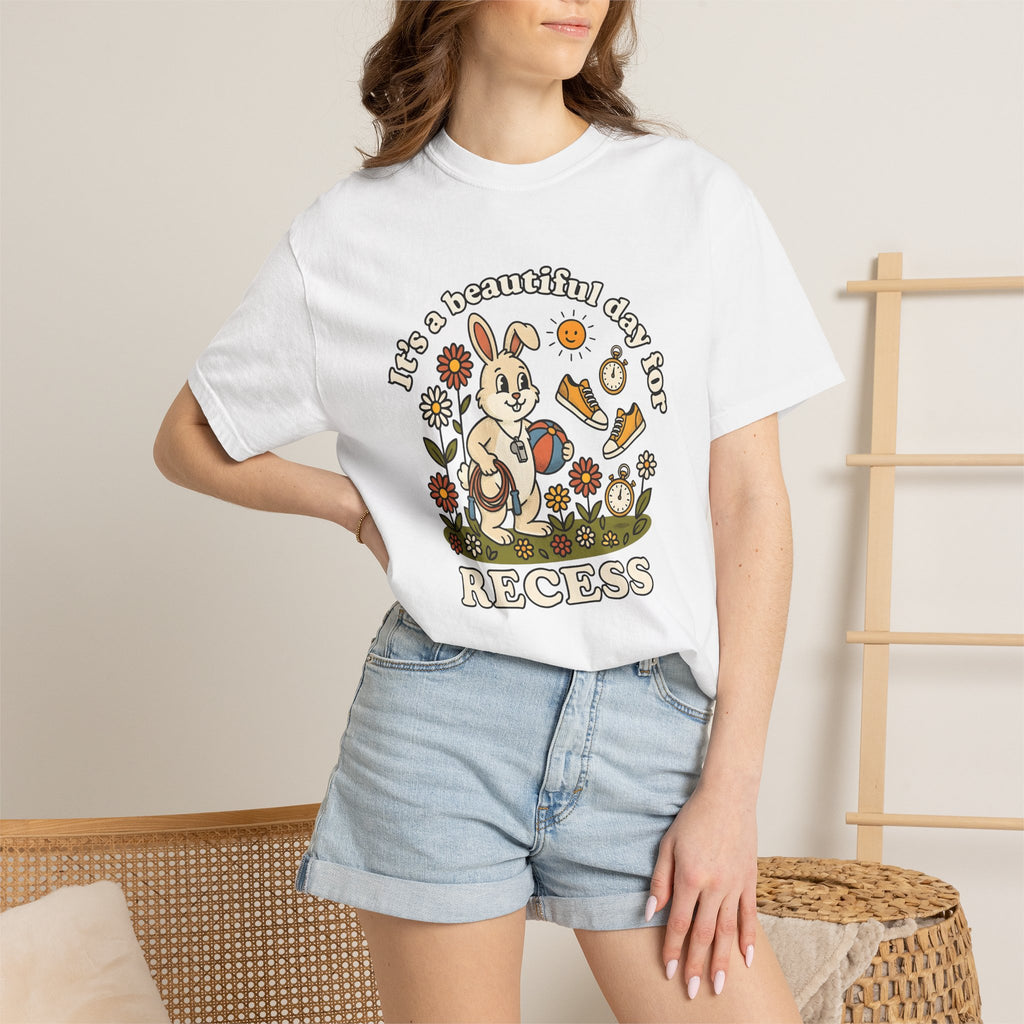 Bunny Coach Shirt Teacher School Gift Women Cartoon Tee Rabbit Coach T-Shirt Educator Enthusiast Toon Tshirt Classroom Graphic Retro Flowers