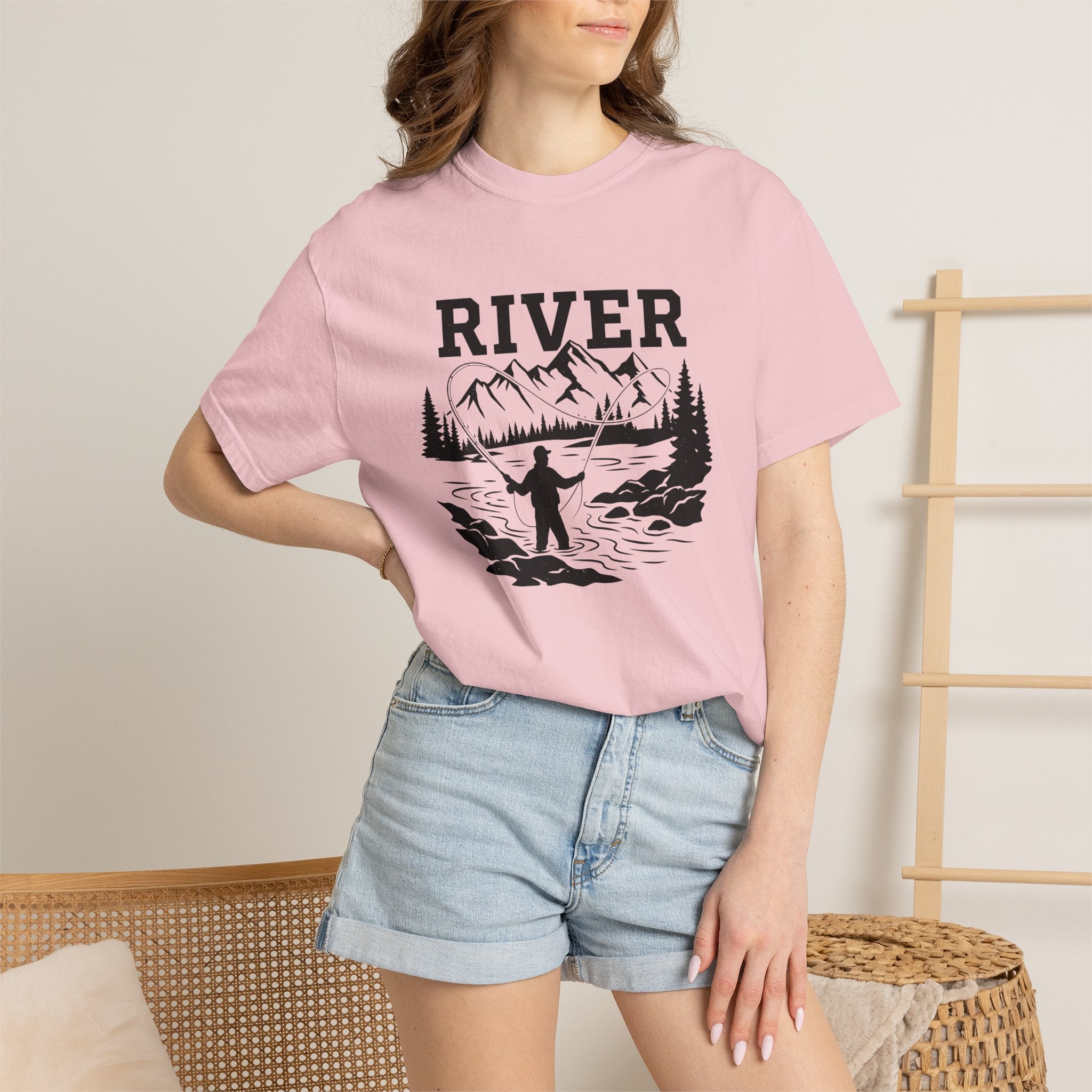 Fly Fishing Shirt Fishing Hiking Gift Women Retro Tee Flyfishing T-Shirt Angler Enthusiast Vintage Tshirt Trekker Graphic Doodle Peak Tshirt