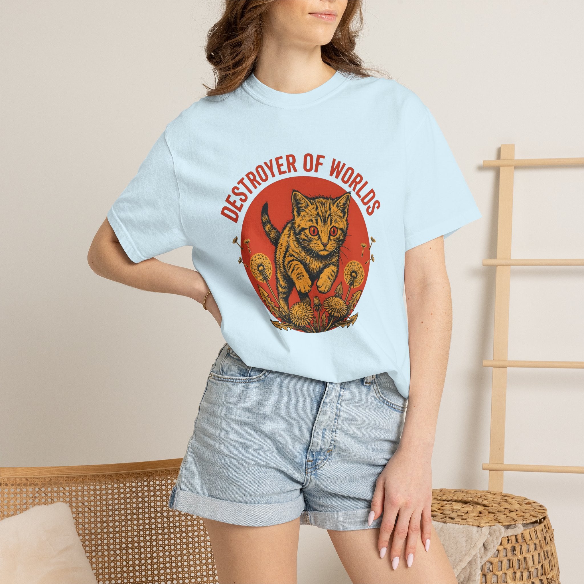 Striped Cat Shirt Cat Joke Gift Women Rustic Tee Tabby Cat T-Shirt Cat Fan Vintage Tshirt Pun Graphic Nostalgic Flower Tshirt