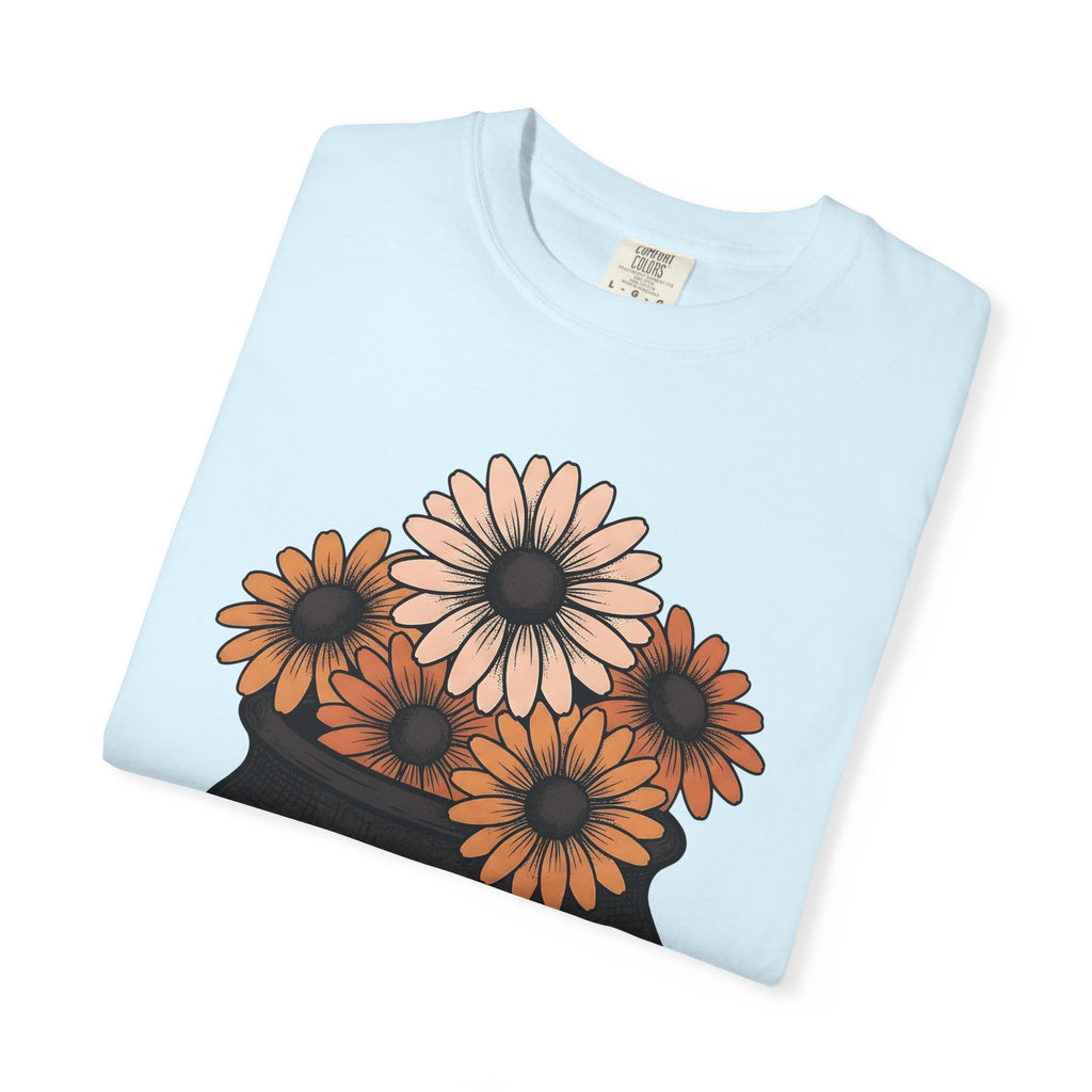 Witch Pot Flowers Shirt Halloween Petals Gift Women Line Art Tee Floral Arrangement T-Shirt Spooky Fan Minimalist Tshirt Floral Graphic