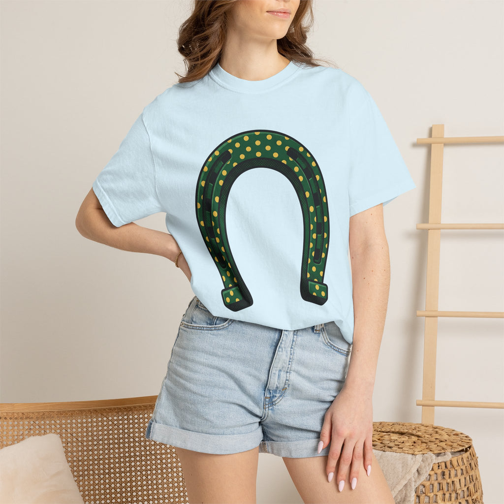 Lucky Horseshoe Shirt St Patrick's Day Amulet Gift Women Hand Drawn Tee Horseshoe T-Shirt St Patricks Fan Hand Drawn Tshirt Charm Graphic
