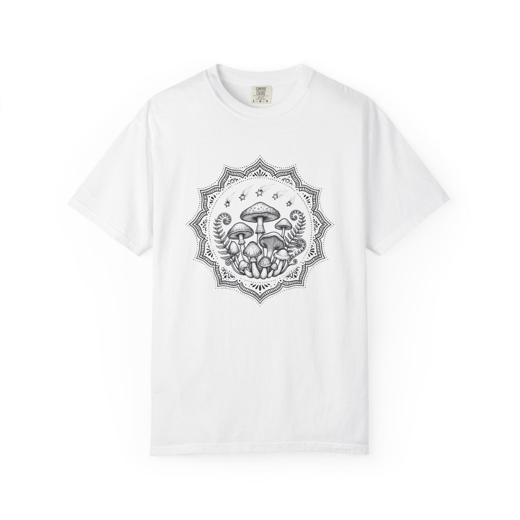 Fungi Cluster Shirt Boho Chic Wilderness Gift Women Doodle Tee Mushroom T-Shirt Hippie Fan Hand Drawn Tshirt Outdoor Graphic Outline