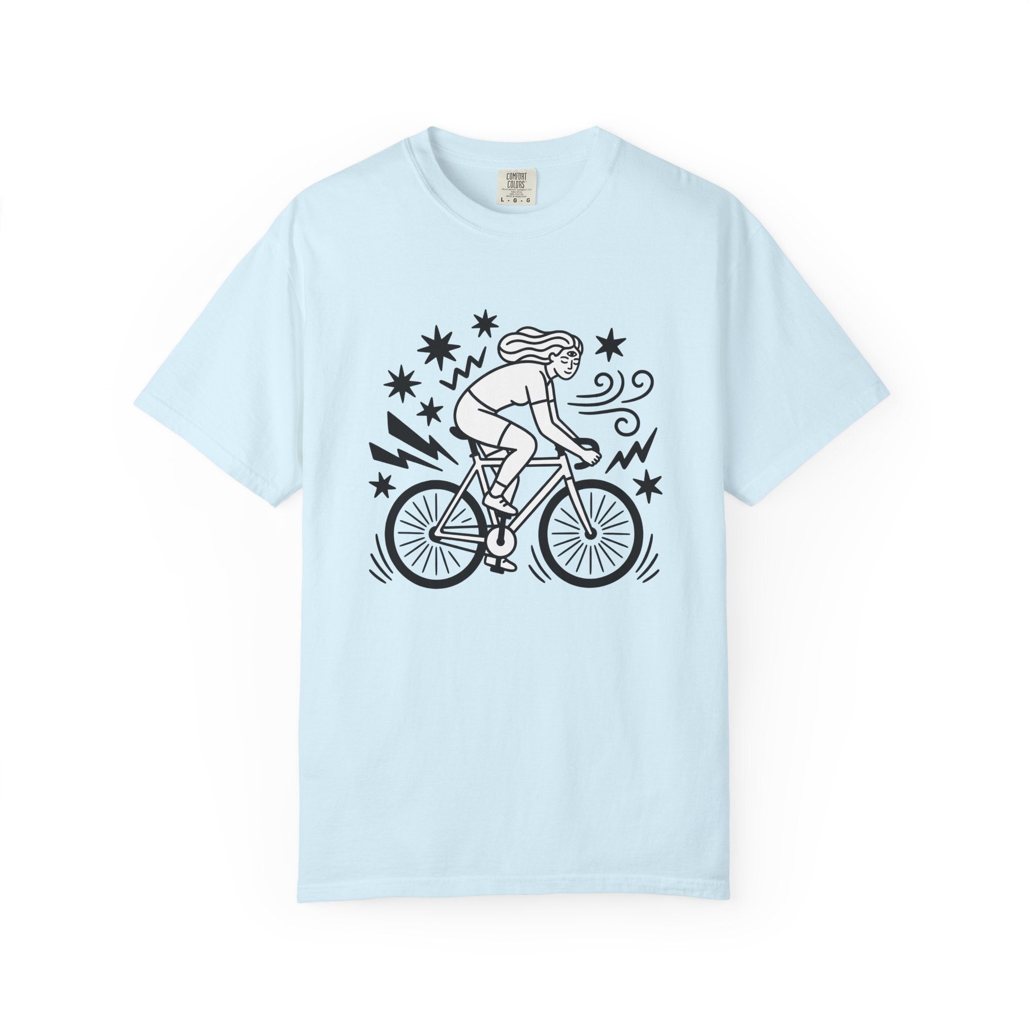Cyclist Shirt Sports & Activities Fitness Gift Women Doodle Tee Biker T-Shirt Athlete Enthusiast Cartoon Tshirt Workout Graphic Minimalist