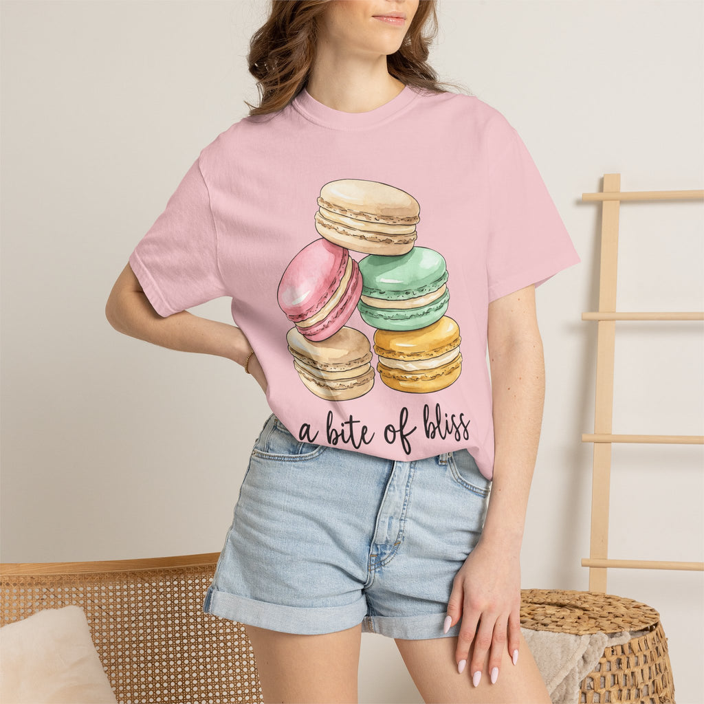Macaron Stack Shirt Desserts Confections Gift Women Hand Painted Tee Macarons T-Shirt Pastry Fan Watercolor Tshirt Sweet Treats Graphic