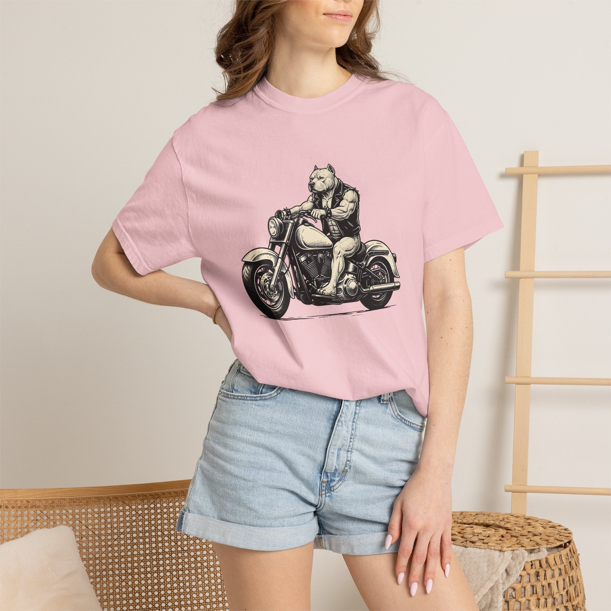 Biker Pup Shirt Dog Biker Gang Gift Women Old School Tee Puppy T-Shirt Dog Fan Retro Tshirt Motorcycle Graphic Classic Chopper Tshirt