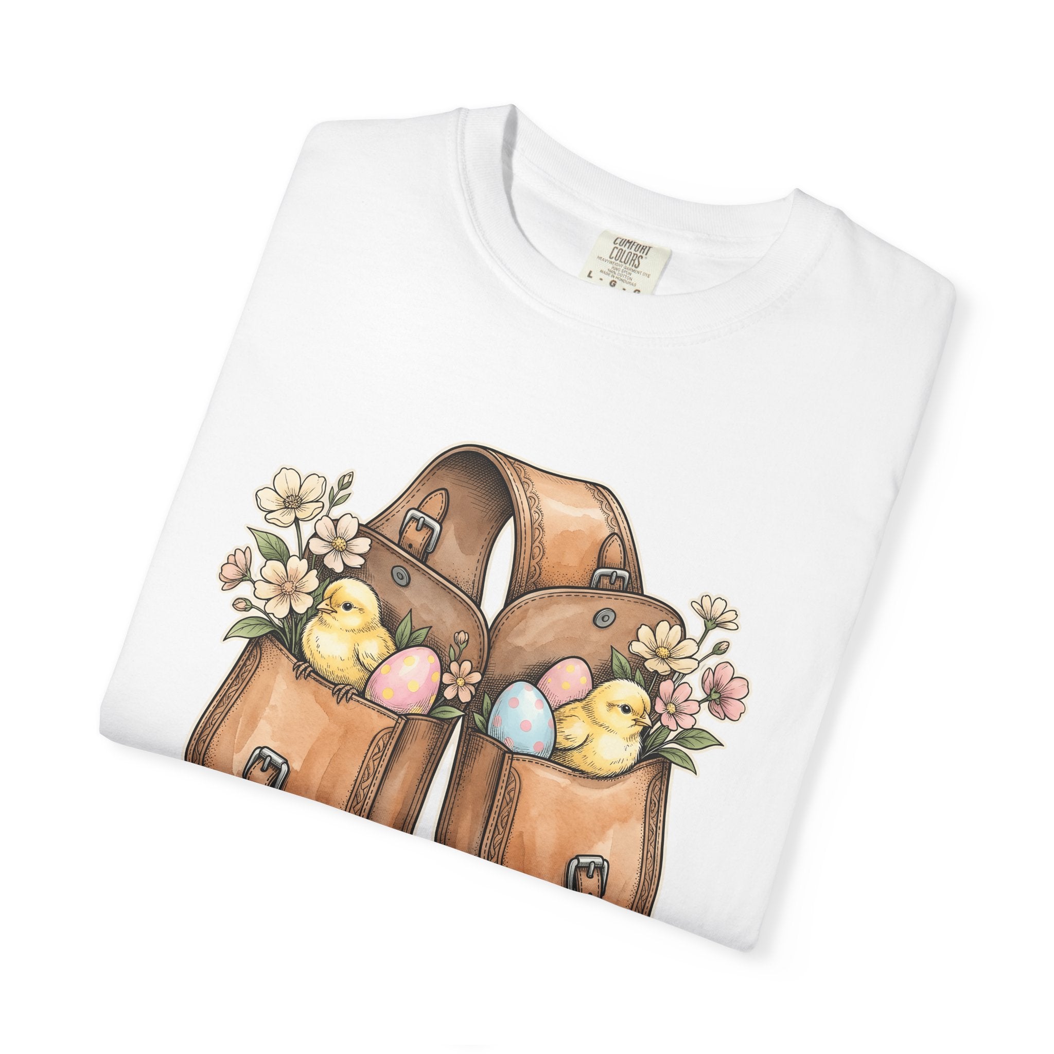 Baby Chicken Bag Shirt Easter Flowers Gift Women Floral Tee Chick Bag T-Shirt Easter Fan Botanical Graphic Tshirt Retro Nest Tshirt