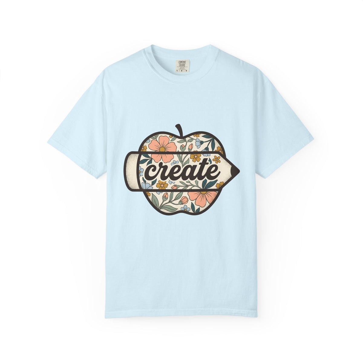 Flower Apple Pen Shirt Teachers School Unisex Gift Hippie Tee Apple Pencil