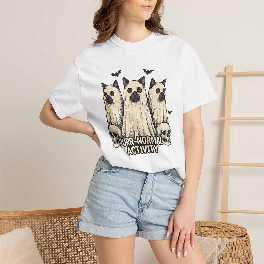 Phantom Cats Shirt Halloween Pet Gift Women Classic Tee Ghost Cats T-Shirt Halloween Fan Spooky Tshirt Animal Graphic Doodle Bones Tshirt