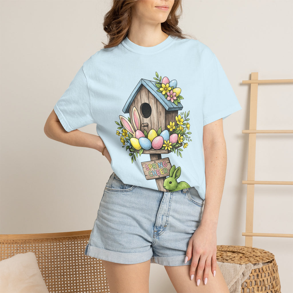 Bunny Bird Home Shirt Easter Outdoor Gift Women Line Art Tee Rabbit T-Shirt Spring Fan Minimalist Tshirt Nature Graphic Classic Light Eggs