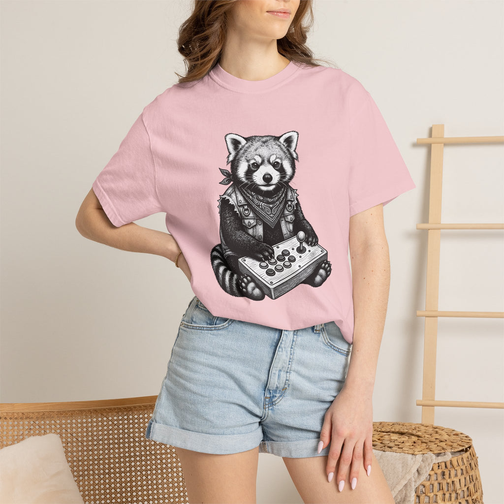 Red Panda Shirt Animals Gaming Gift Women Hand Drawn Tee Panda T-Shirt Wildlife Fan Ailurus Graphic Vintage Arcade Controller Tshirt
