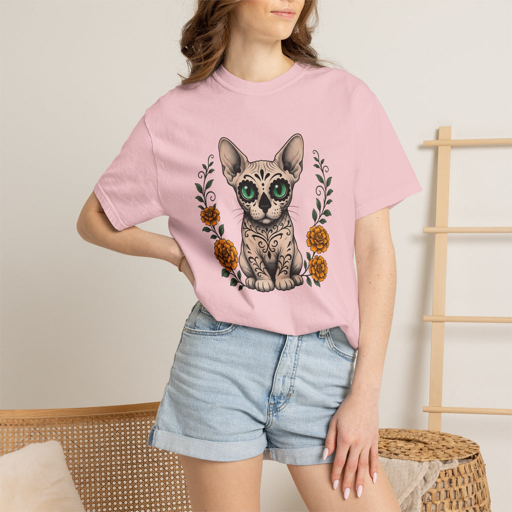 Sphynx Cat Shirt Cat Garden Gift Women Old School Tee Hairless Cat T-Shirt Feline Fan Vintage Tshirt Gardening Graphic Sketch Autumn