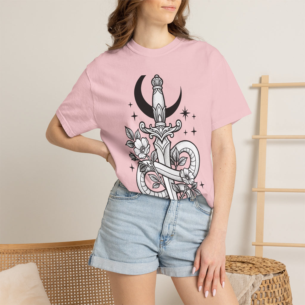 Viper Blade Shirt Boho Chic Alternative Gift Women Body Art Tee Knife T-Shirt Bohemian Fan Tattoo Tshirt Gothic Graphic Clean Lunar Crescent