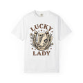 Horseshoe Poker Cards Shirt Cowgirl Betting Gift Women Sketch Tee Playing Cards T-Shirt Rodeo Fan Hand Drawn Tshirt Wagering Graphic Cartoon