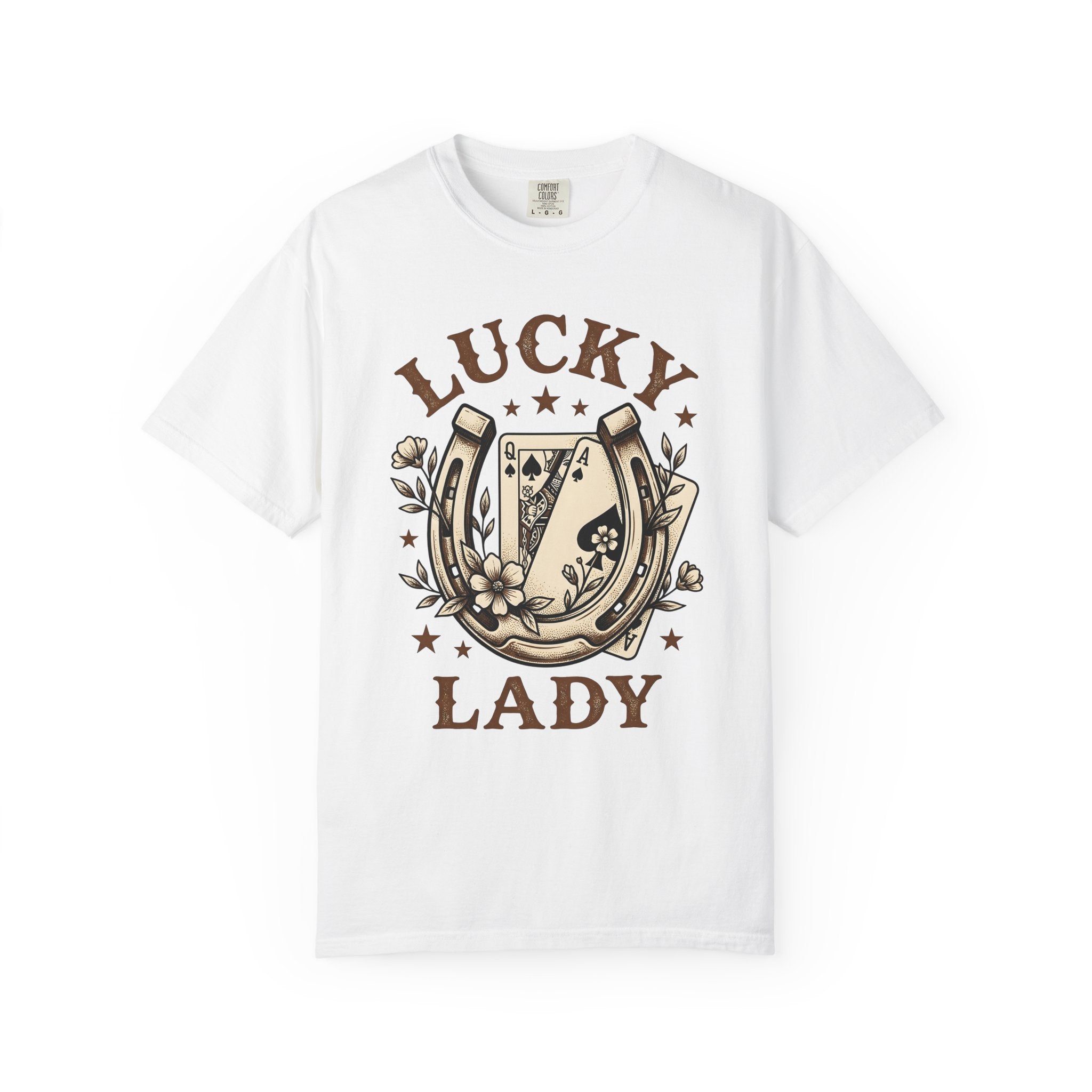 Horseshoe Poker Cards Shirt Cowgirl Betting Gift Women Sketch Tee Playing Cards T-Shirt Rodeo Fan Hand Drawn Tshirt Wagering Graphic Cartoon