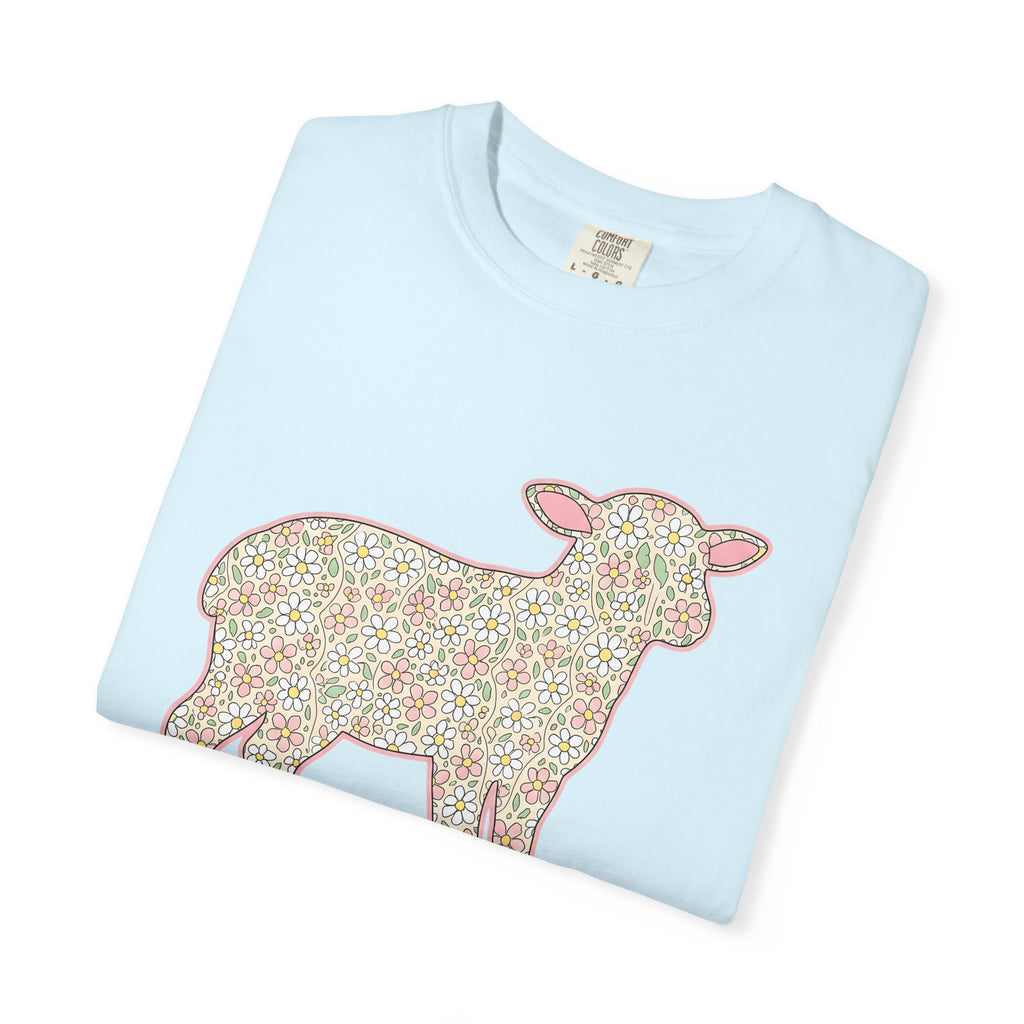 Bloom Lamb Shirt Easter Nature Gift Women Cartoon Tee Lamb T-Shirt Easter Fan Spring Tshirt Cartoon Tshirt Floral Graphic Vintage Blossom