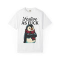 Penguin Winter Wrap Shirt Christmas Comedy Gift Women Line Art Tee Penguin T-Shirt Xmas Fan Minimalist Tshirt Humor Graphic Hand Drawn Snowy