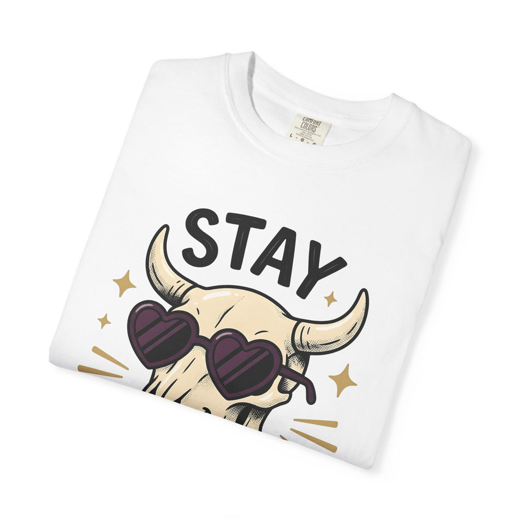 Bull Skull Shirt Cowgirl Western Gift Women Cartoon Tee Skull T-Shirt Rodeo Fan Cowboy Tshirt Western Graphic Retro Heart Sunglasses Tshirt
