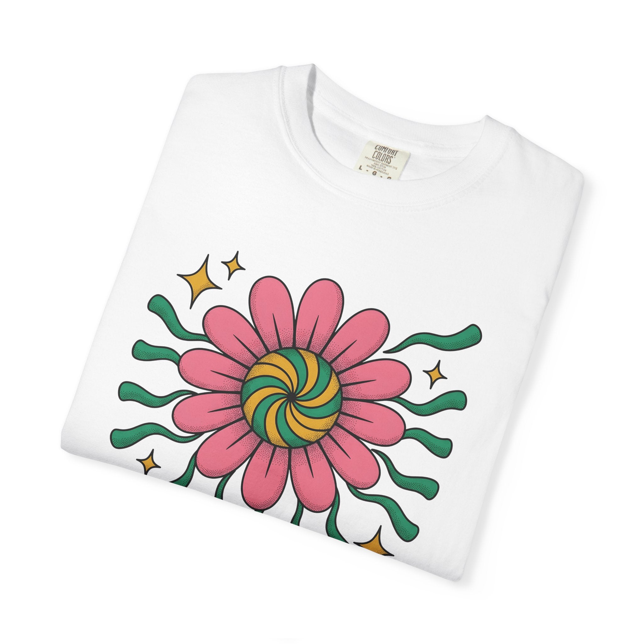 Floral Pattern Shirt Boho Chic Wellness Gift Women Funky Tee Flower T-Shirt Bohemian Enthusiast Artistic Tshirt Wellness Graphic Sketch