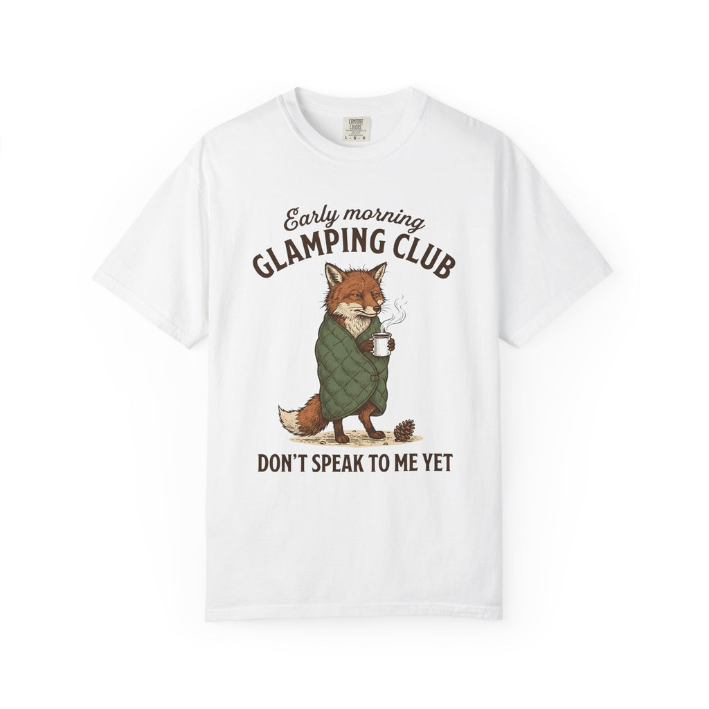 Fox Coffee Shirt Camping Animal Gift Women Hand Drawn Tee Coffee T-Shirt Camper Fan Illustrated Tshirt Wildlife Graphic Vintage Blanket