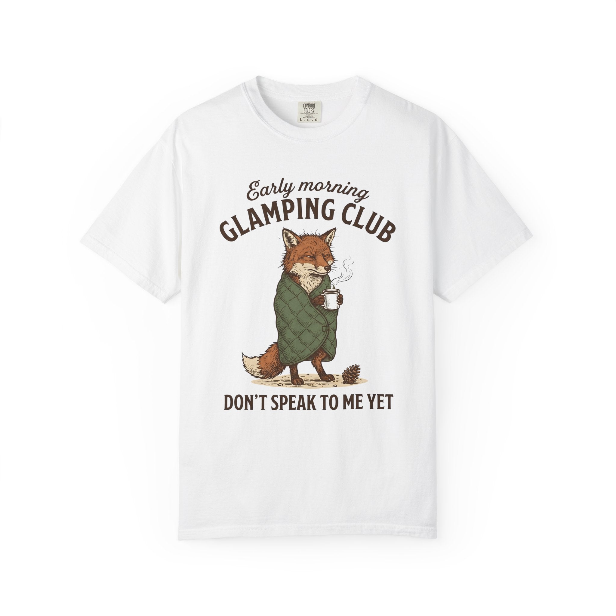 Fox Coffee Shirt Camping Animal Gift Women Hand Drawn Tee Coffee T-Shirt Camper Fan Illustrated Tshirt Wildlife Graphic Vintage Blanket