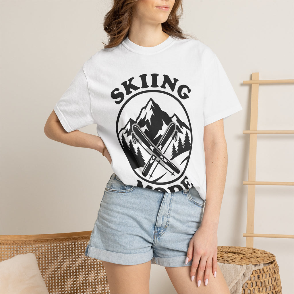 Crossed Skis Shirt Skiing Adventure Gift Women Bold Graphic Tee Skis T-Shirt Snowboarder Enthusiast Graphic Tshirt Thrill Seeker Graphic