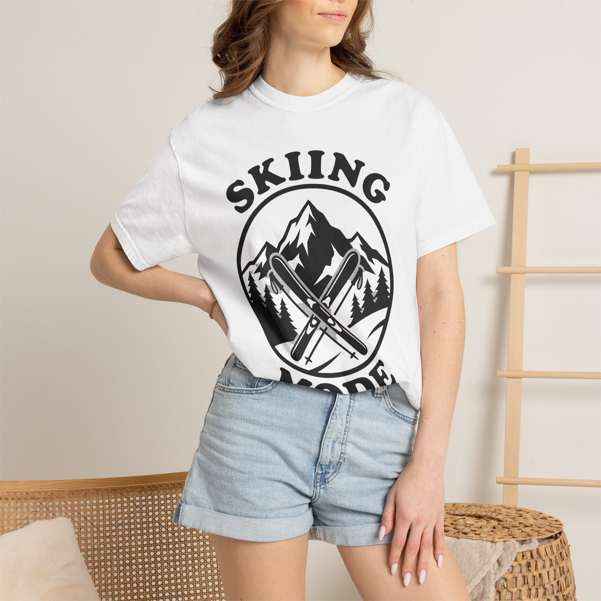 Crossed Skis Shirt Skiing Adventure Gift Women Bold Graphic Tee Skis T-Shirt Snowboarder Enthusiast Graphic Tshirt Thrill Seeker Graphic