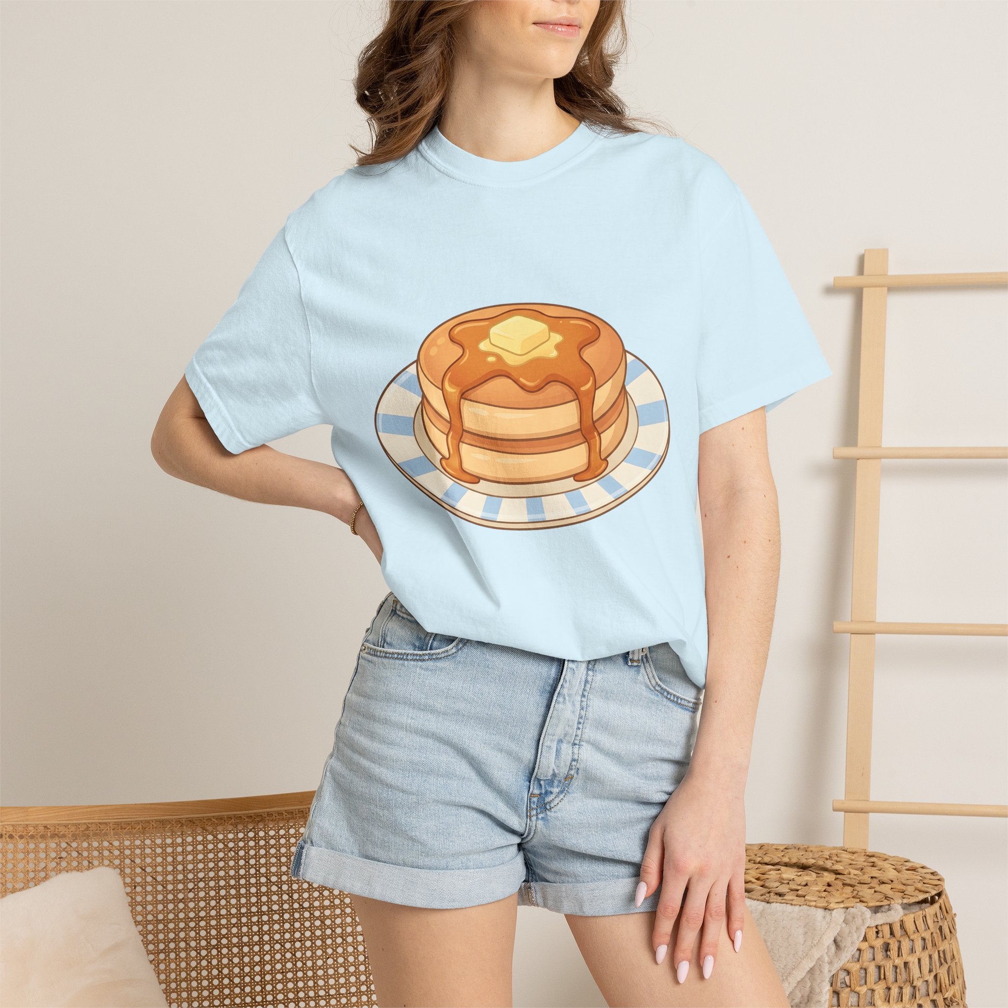 Pancake Pile Shirt Desserts Brunch Gift Women Cute Tee Pancakes T-Shirt Sweets Fan Cute Tshirt Breakfast Graphic Comic Honey Tshirt