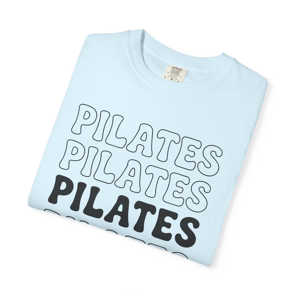 Layered Text Design Shirt Pilates Workout Gift Women Psychedelic Tee Typography T-Shirt Fitness Enthusiast Bohemian Tshirt Exercise Graphic