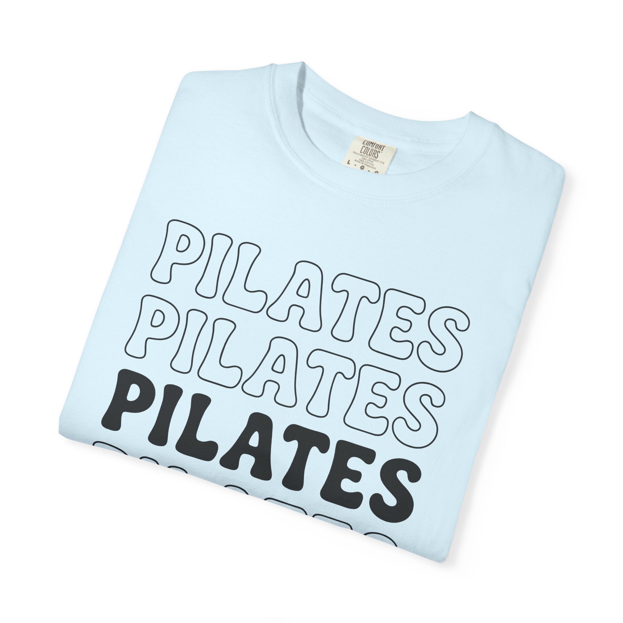 Layered Text Design Shirt Pilates Workout Gift Women Psychedelic Tee Typography T-Shirt Fitness Enthusiast Bohemian Tshirt Exercise Graphic