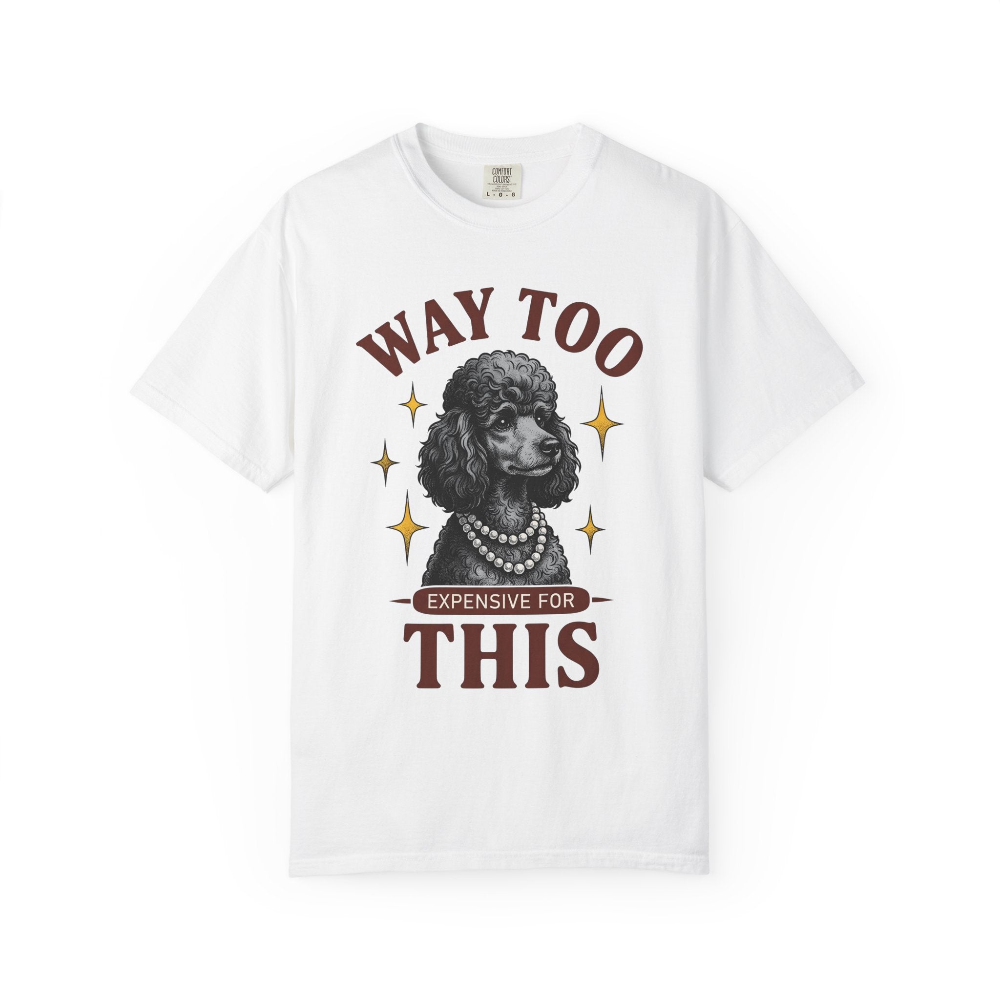 Poodle Pet Shirt Dog Apparel Gift Women Rustic Tee Dog T-Shirt Dog Fan Vintage Tshirt Clothing Graphic Ink Drawing Pearl Necklace Tshirt