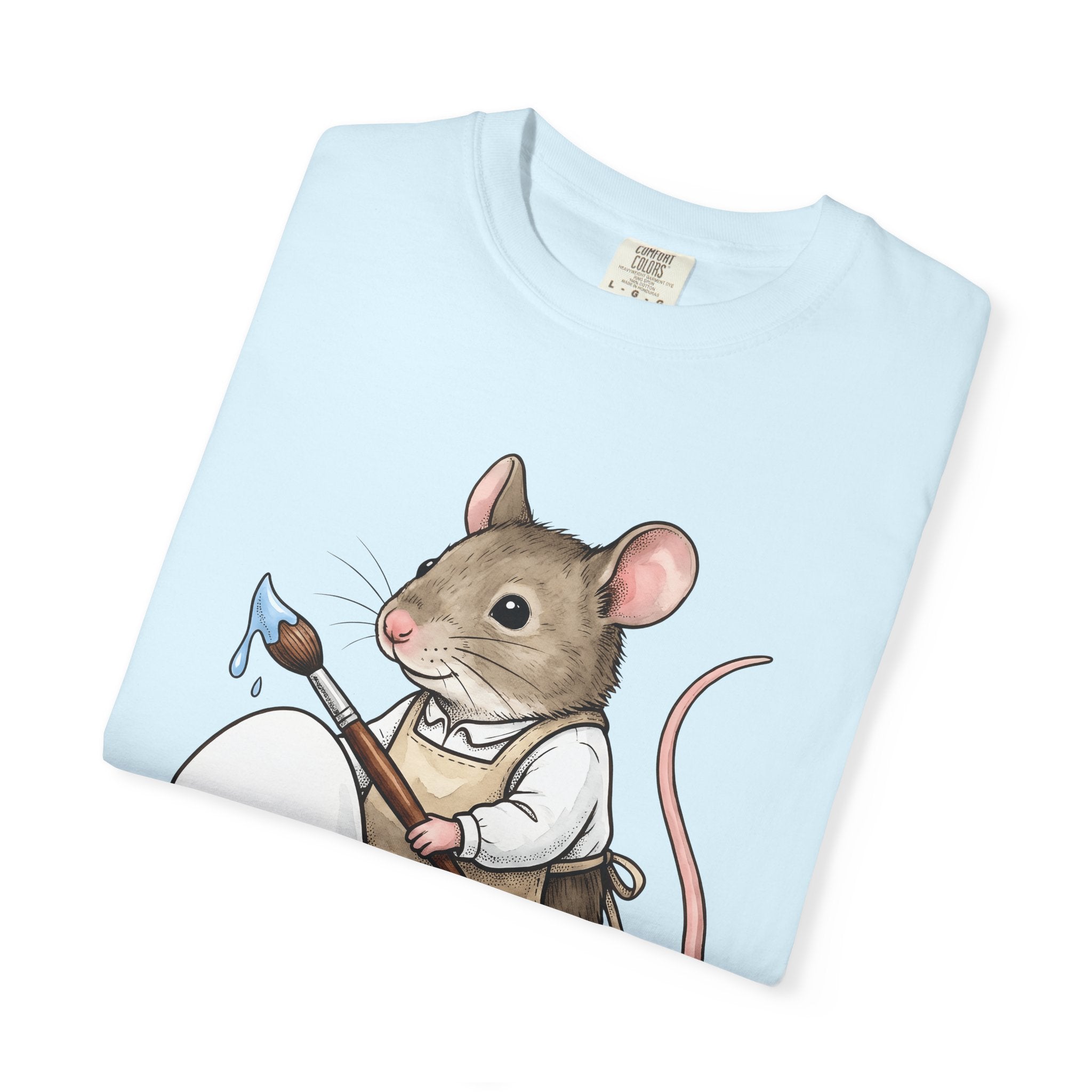 Small Mouse Egg Shirt Easter Mammal Gift Women Fun Tee Mouse Egg T-Shirt Easter Fan Cartoon Tshirt Rodent Graphic Illustration Paint Brush